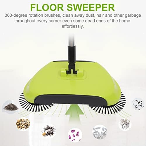 Nolitoy Hand Push Push Floor Sweeper Broom Tearket Pileper Cland Cleaning Mop, 360 ° ротирачки чистење чистење за чистење на тепих за домашни канцеларии