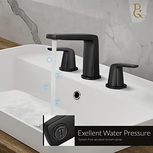 Brassqueen 8 -инчен мат црна широко распространета бања суета палуба монтирање 3 дупки бања мијалник за мијалник за комерцијална