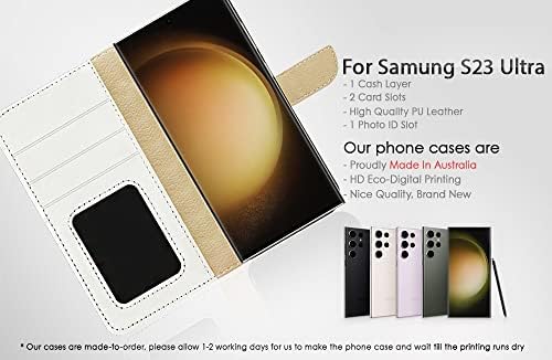 За Samsung S23 Ultra, За Samsung Galaxy S23 Ultra, Дизајниран Флип Паричник Телефон Случај Покритие, А23213 Ужасни Черепот