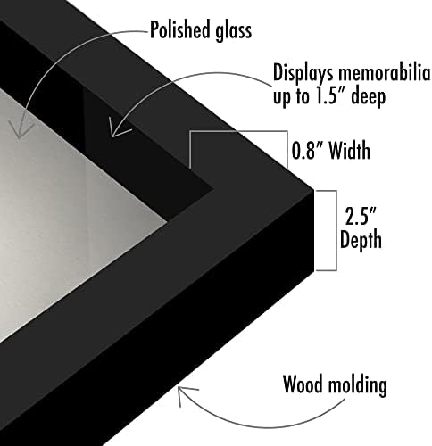 AmericanFlat 11x11 рамка за кутии за сенка во црна боја со мека постелнина - композитно дрво со полирано стакло за wallид и таблета