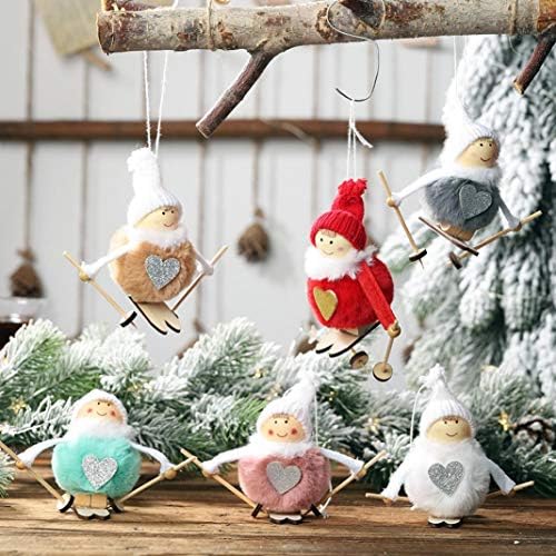 ChoppyWave Божиќни кадифони украси Каваи ски снежен човек кукла Божиќ, дрво, дрво за празници, Божиќни украси Божиќни украси