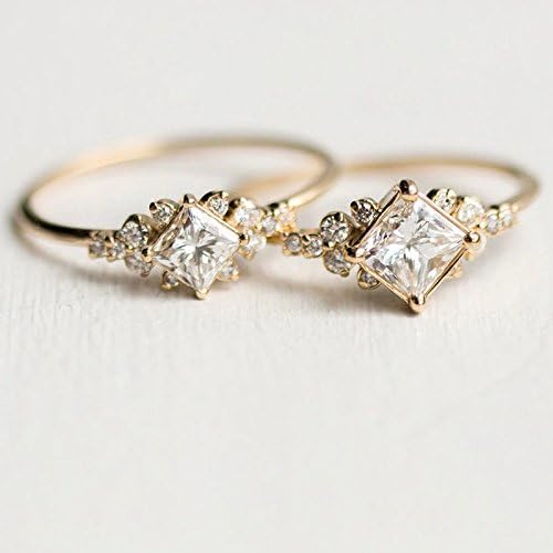 Подарок за подароци Пикул, зачудувачки принцеза исечете бел сафир 18K розово злато прстен Свадба накит SZ 6-10