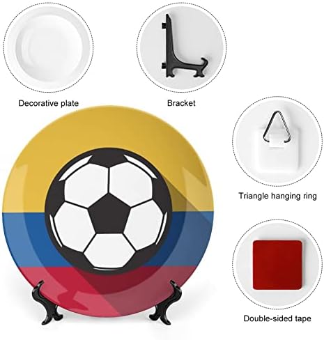 Колумбија Фудбал Фудбал Знаме Коска Кина Декоративна Плоча Тркалезни Керамички Плочи Занает Со Штанд За Прикажување На Декор За Ѕидна Вечера