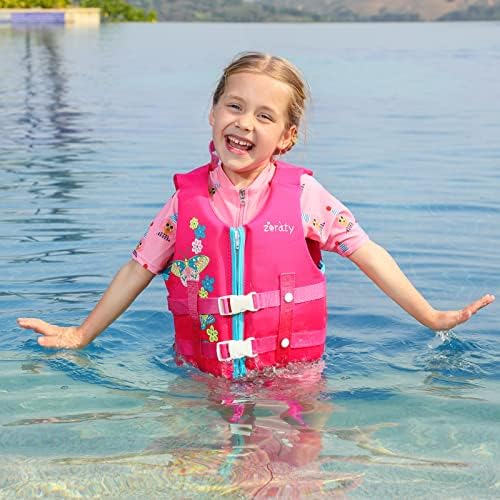 Zeraty Kids Swim Swect Life Life Jacket Flotation Pivming Aid за мали деца со прилагодлива безбедносна лента на возраст од 1-9 години/22-50 bs