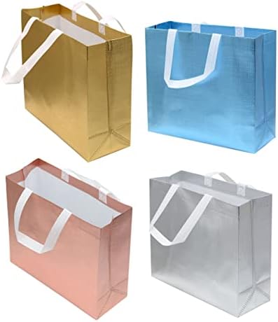 24 торби за подароци што можат да се користат за намирници не-ткаени сјајни сјајни сјајни завршни торбички торби со рачка за жени роденденска забава свадба деверуша