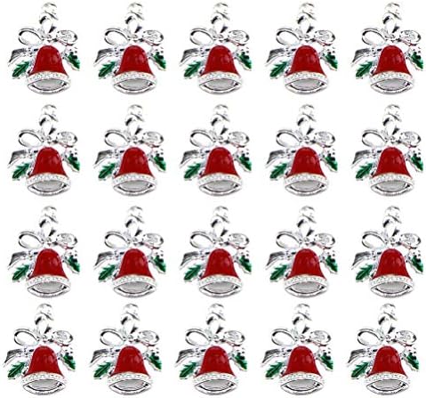 Амосфун Божиќни Орнаменти Божиќни Ѕвона Украс За Празнични Дрвја Украс Божиќни Орнаменти Ѕвона Од Божиќна Легура Капка Масло Бел Приврзок 20 парчиња