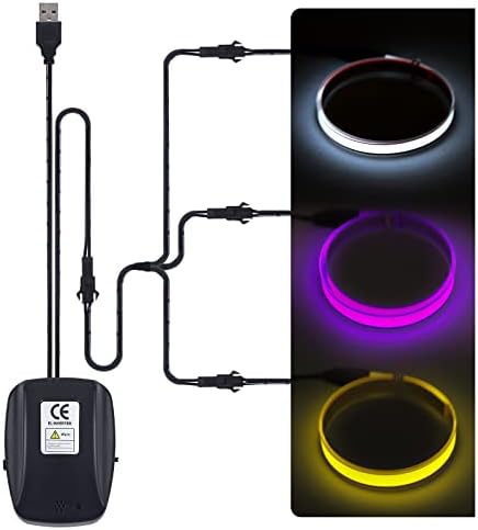 Jiguoor USB El Wire 9,8ft /3m, неонски блескави електролуминисцентни ел -ленти ритам ритам светла за DIY, фестивал, забавна декорација,