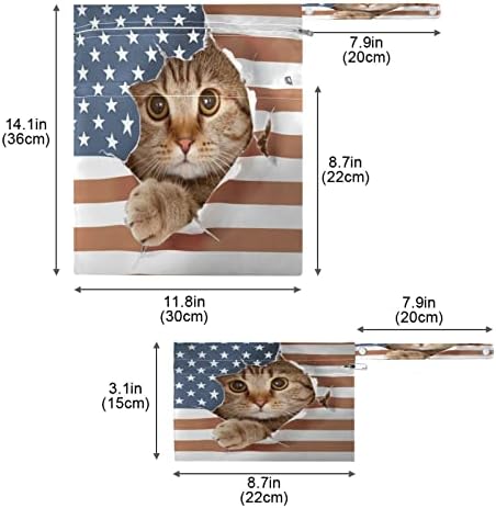 Тропски живот Американско Знаме Мачка 2 парчиња Влажна Сува Торба ЗА Костим ЗА Капење Американско Знаме Бебешка Ткаенина Пелена