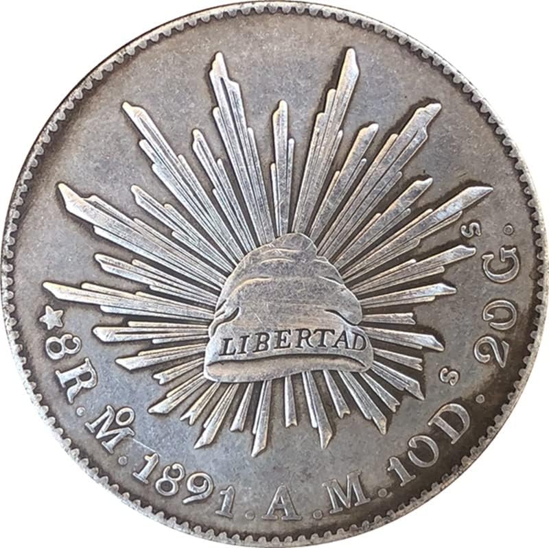 Кингфенг Антички Монети Антички Сребрени Долари Мексико 1891 Ракотворби Колекција