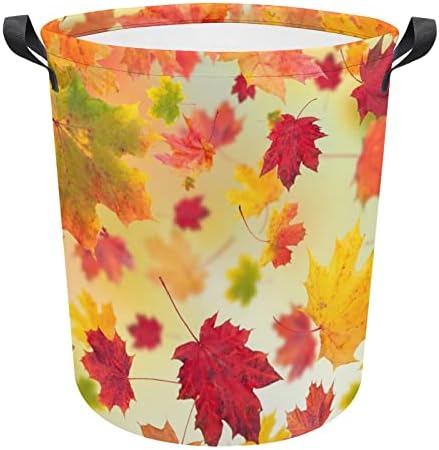 Есенска јаворов остава корпа за перење алишта водоотпорна торба за складирање на корпи со рачка 16,5 x 16,5 x 17