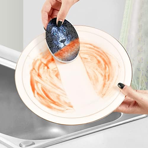 Алаза Портрет на лавонски животни природни сунѓери кујнски целулоза сунѓер за садови миење на бања и чистење на домаќинства, не-крик и еко пријателски, 3 пакувања