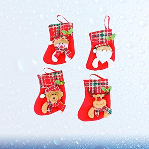 Валиклуд Детс Гуди торби 4 парчиња Божиќни бонбони чорапи Декорација Подарок торба Бутик чорапи Божиќни торбички што трчаат чорапи