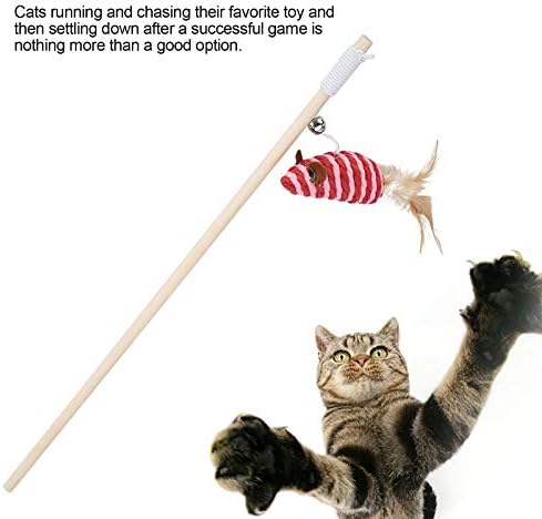 Haowecib Cat Wand Toy, Teiser Teaser Teiser Stick Teiser Toyer Sute Cartive 15,7 inch Cat Interactive Toy Toy Douten Portable за домашно милениче