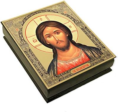 Исус Христос Розарија Молитска молитва накит Дрвена руска икона кутија, зачувување на религиозен подарок 5 инчи