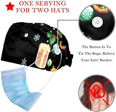 Deyya 2 пакува прилагодливо работно капаче со копче за копчиња за медицински сестри жени од конска опашка Божиќна декорација