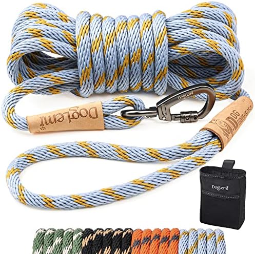 Доглеми долг поводник за обука на кучиња, 15 стапки за кучиња јаже поводник, супер светло врзана за проверка на кабелот, тешки миленичиња потсетиме надвор од тренинг