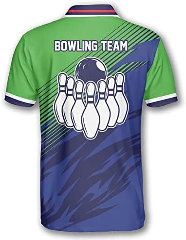 Прилагодени кошули за куглање за мажи, персонализирани маички за куглање со име и име на тимот, обични кошули за куглање поло
