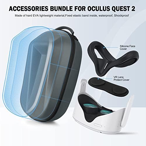 Esimen сите во еден пат за патување за Oculus Quest 2 Halo Strap Mask Mask Controllers Controllers додатоци, вклучува повеќе додатоци за Meta Quest 2