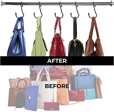 Закачалка за чанта за плакарот 10 пакувања, метални куки за куки за висечки чанти, чанти, ранци, ремени, лушпи, капи, облека -