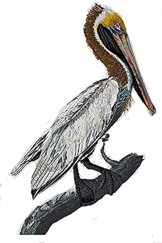 Надвор од природата ткаени во навои, Неверојатни птици Кралство [Браун Пеликан] [Обично и уникатно] везено железо на/шива лепенка