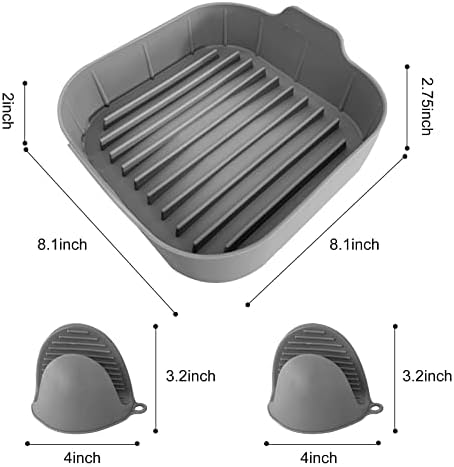 Поставете облоги за пржење на воздухот, повторна употреба, 8,1 инчен силиконски воздушен коска плоштад, додатоци за замена на FROY FRYER FRYER,