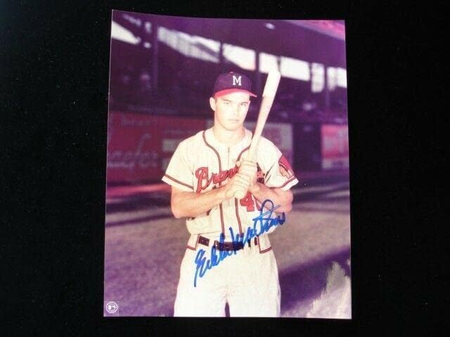 Еди Метјус автограмираше 8x10 црно -бела фотографија - B&E Holo - Автограмирани фотографии од MLB