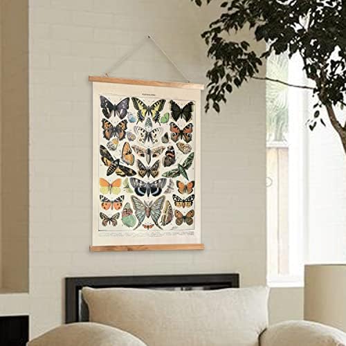 Гроздобер рамка за закачалка за постери за пеперутка, ретро стил wallиден декор, уметничко сликарство, обрасци се печатат на платно без