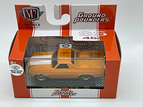 М2 машини Chase Car 1 од 750 Worldwide 1970 Chevy El Camino SS 454 1:64 Scale R22 21-07 Orange White By M2 Collectibleible