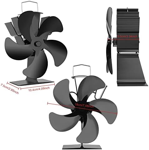 Магнетски Вентилатор за Камин, Вентилатор За Шпорет, Без Напојување со 5 Сечила, Тивок Вентилатор За Шпорет На Камин, Вентилатор За