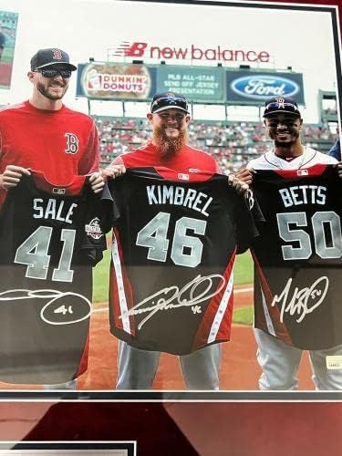 2018 Red Sox All Stars 5x потпишана автограмирана фотографија врамена на 24x27 NEP - автограмирани фотографии од MLB