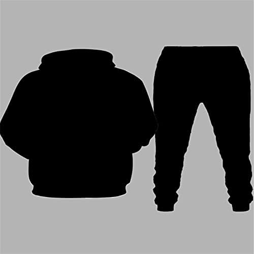 Yjqwddd Хупче со кошула и панталони со двојно парчиња дигитално печатење 3D шема качулка пулвер спортска облека за спортска облека