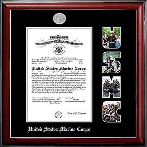 Слики во кампусот MACS002S Морски сертификат рамка со сребрени медалјон и отвори за снимки, 10 x 14