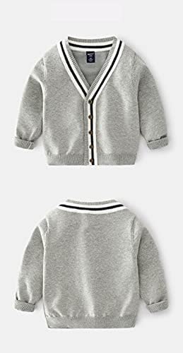 Baby Boys Button-Up Cardigan V-Neck плетен џемпер дете дете класичен обичен лесен ракав за надворешна облека од кардиган џемпер палто