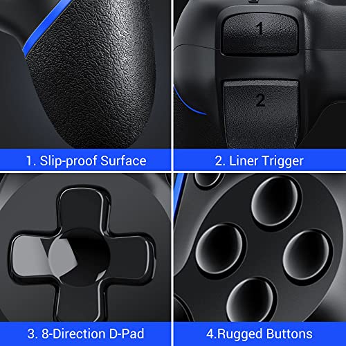 Контролер за жичен жичен Охаха за PS4/SLIM/PRO/PC, WIRED CONTROLLER компатибилен со PlayStation 4, жичен џојстик за PS4/PC/SLIM/PRO, двоен шок, Plug & Play, Blue/Black