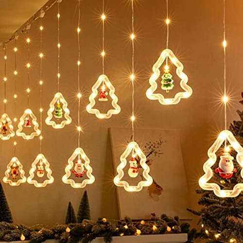Божиќни светла за прозорец, 9,84 стапки завеси за завеси светла за новитети на батерии за новости во форма на самовила за домашни водородни водоотпорни Божиќни светл