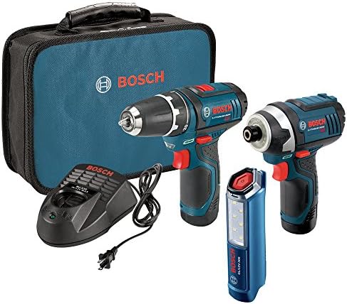 Комплет за вежбање на електрични алатки Bosch-CLPK22-120-Комбо комплет со 2-Волт 2-алати со две батерии со литиум-јон со 12 волти, полнач