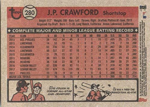 2018 Архиви на Топс #280 Ј.П. Крафорд Филаделфија Филис Дебитант за бејзбол картичка