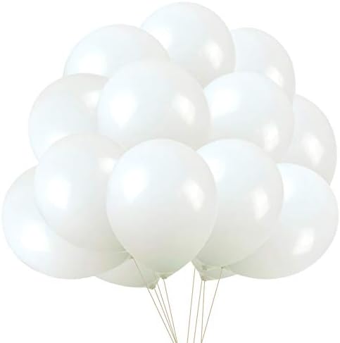 Бели Балони Латекс Забава Балони, 50 пакет 12 Инчи хелиум балони За Свадба Роденден Декорации