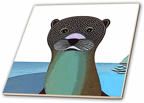3дроза Кул смешно Симпатична Уметничка Морска Видра Кубизам Во Стилот На Пикасо Уметност Природа-Плочки