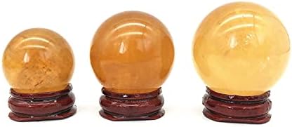 Shitou2231 1pc природен цитрин калцитен кварц кристал сфера топка заздравување скапоцен камен жолт калцит елегантна топка природни камења и минерали заздравувачки каме