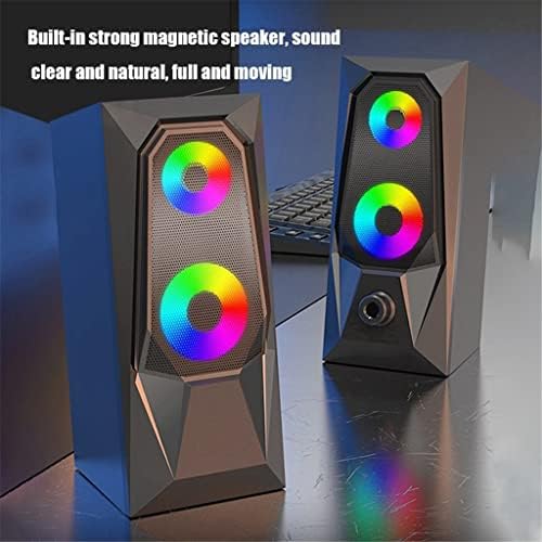 Czdyuf Компјутер Звучник Компјутер Звучник 7 Бои LED Ефект Звук Прозрачна RGB Десктоп Компјутер Аудио