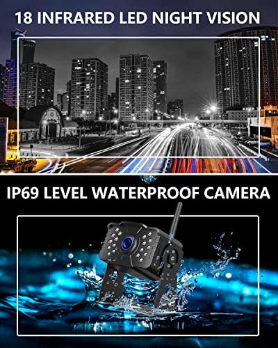 RV Безжична Резервна Камера, DOUXURY IP69 Водоотпорен 170° Широк Агол На Гледање HD 1080p Резервна Камера + HD LCD 7 & 34; Монитор, Дигитален