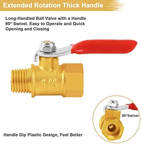 Uharbour 1/4 Месинг Топката Вентил Исклучување Прекинувач, 1/4 Инчен Мини Топката Вентил Со Машки И Женски NPT Навој Цевка