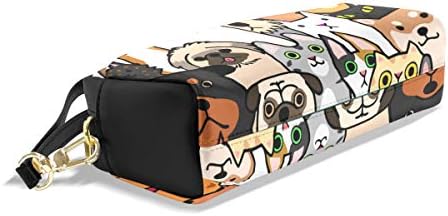 Алаза симпатична молив кутија Doodle Dog and Cat се соочува со животински шарени пенкала, организатор ПУ кожа Комистичка торба за шминка, сочинуваат