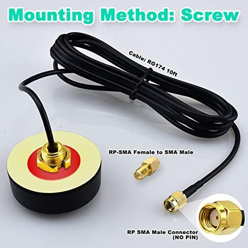 Yotenko Dual Band 2,4G 5,8 GHz WiFi PUCK ANTENNA 5DBI MINI OMNI-DIRECTION SCRING MONT RP-SMA MALE ANTENNA 10FT W/SMA MALE TO RP-SMA FEMALE ADAPTER FOR WIFI ROTER WIRESPOT WIRELESS NEW MARD