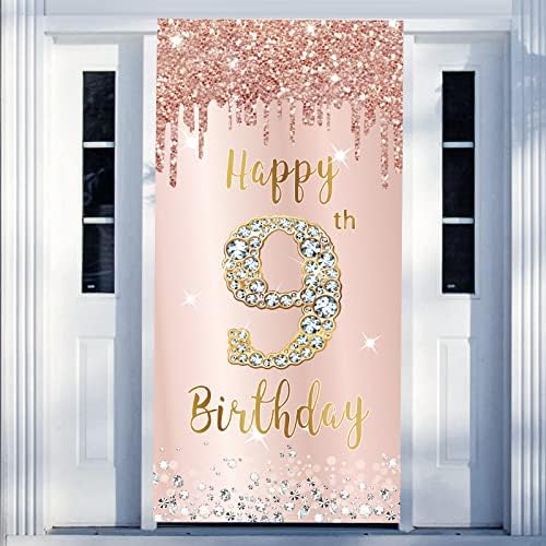 Среќен 20-Ти Роденден Врата Банер Украси За Жени Девојки, Розова Розово Злато 20 Роденден Врата Покрие Позадина Знак Партија Материјали, 20 Годишниот