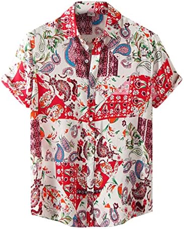 Кошули за плажа за мажи копче надолу со кошула со кратки ракави смешни тропски цветни обични плажа кошула подарок за мажи блуза