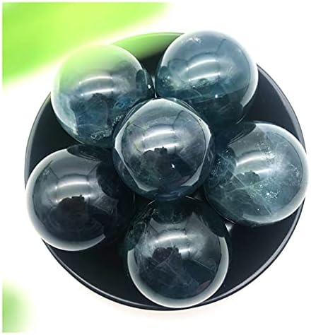 Heeqing AE216 1PC Природна сина флуоритна топка сфера кварц кристали скапоцени камења дома декорација суровини реики лекување природни