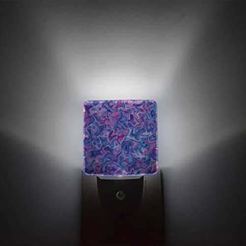 T&H XHOME Night Light For Dids, Апстрактна уметност Виолетова Виолетова Сина вода бранува предводена ноќна светлина во wallидот со светло сензори самрак до зора, ноќна светлина з?
