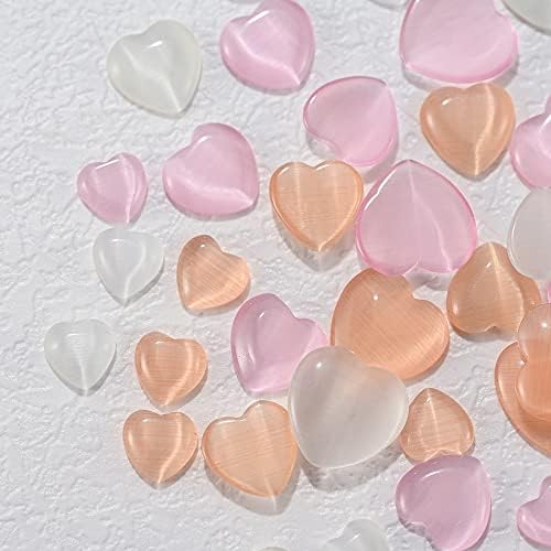 50 парчиња/пакет Kawaii 3D Kawaii срцев нокти уметнички шарми сјајни кристално срце нокти делови шарм за украсување на нокти за професионалци